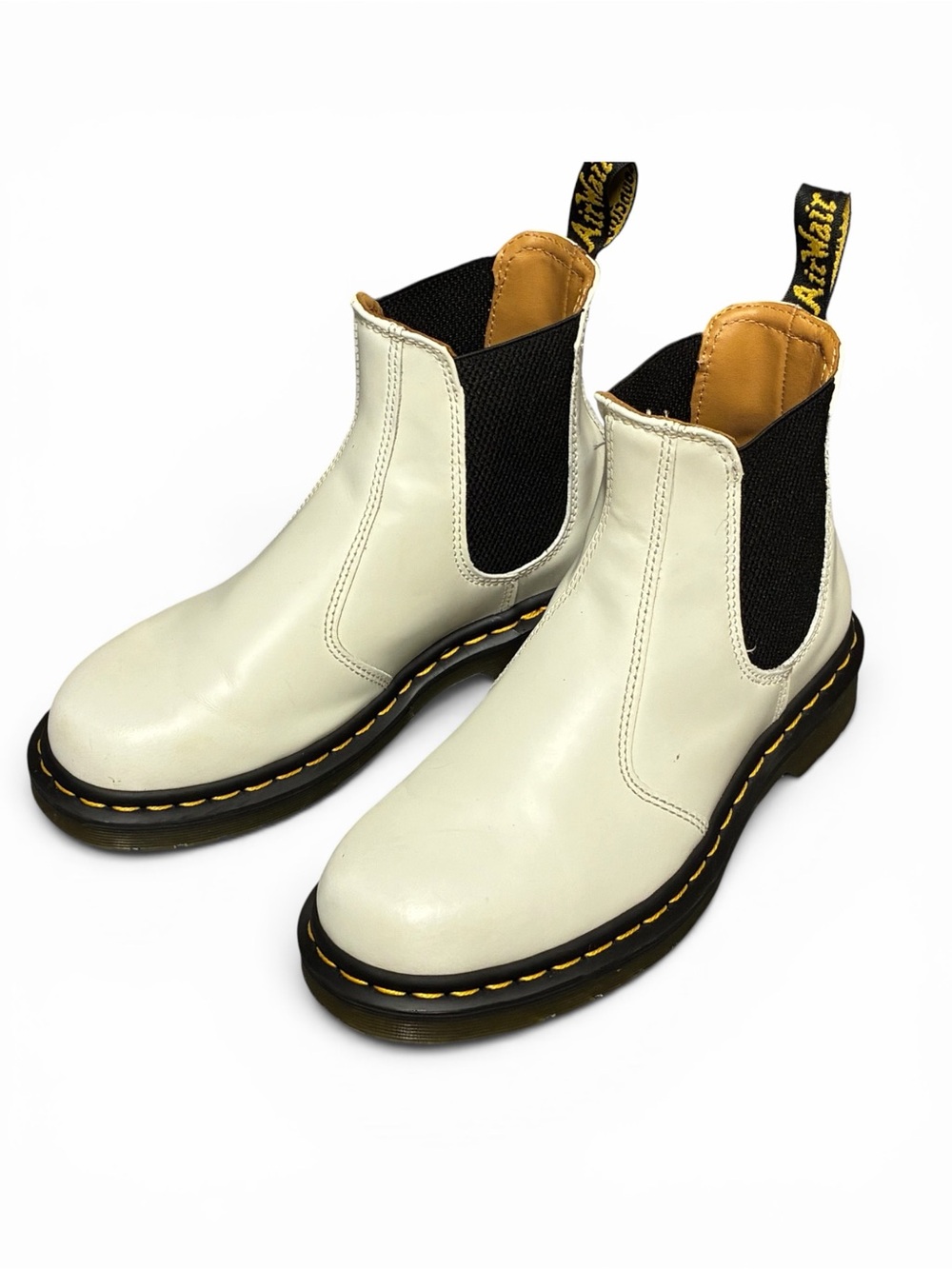 Dr. Martens Leonore Chelsea Boots White Leather Slip On Ankle Boots US 6 EU 37